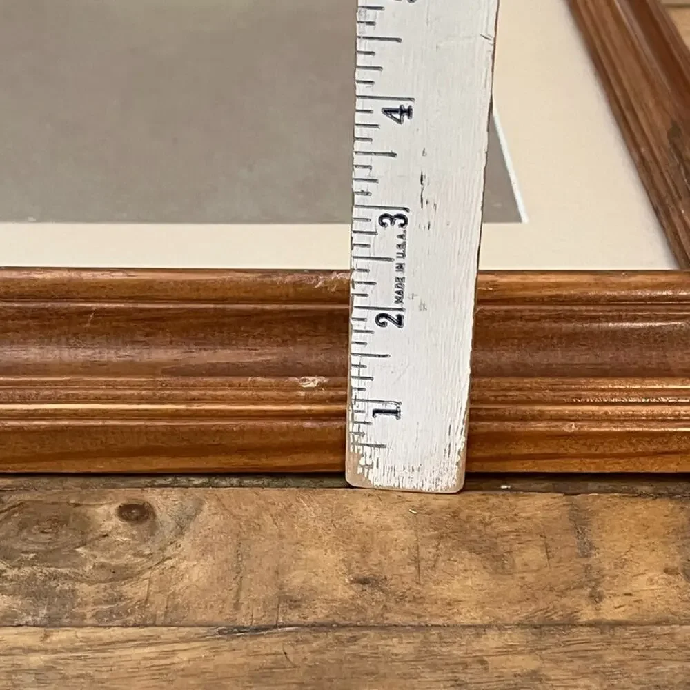 Wooden Picture Frame With Beige Mat 7.5 x 10 in Wall Hanging